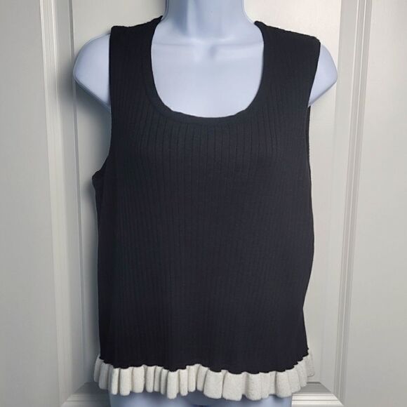 EAST OF 7TH Sleeveless Sweater With Ruffle Bottom - Picture 1 of 7